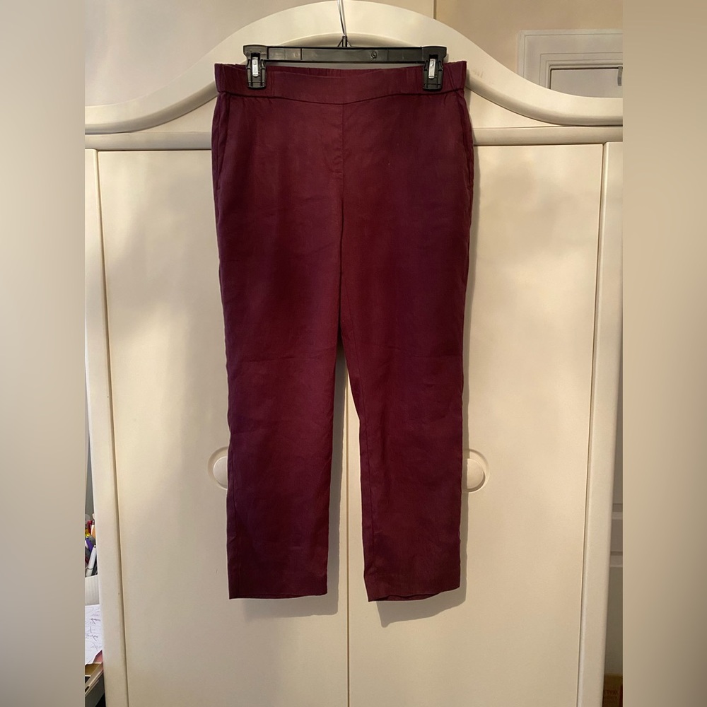 J JILL Chic Linen  Burgundy Pants